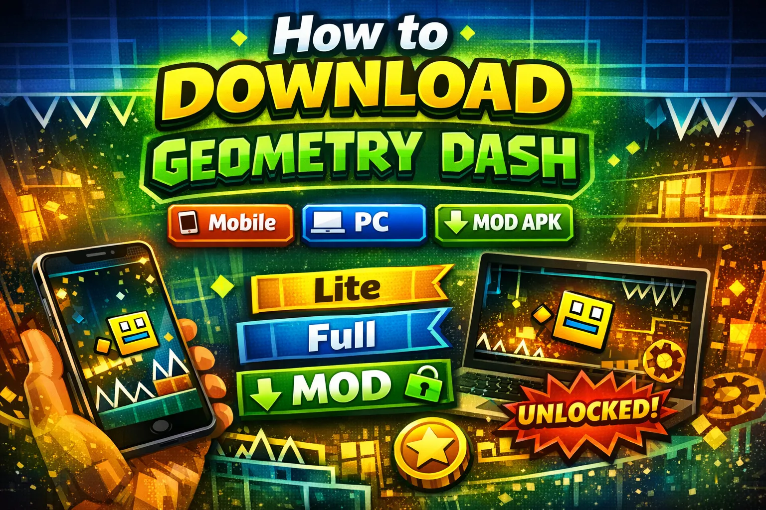 How to Download Geometry Dash on Mobile PC and MOD APK