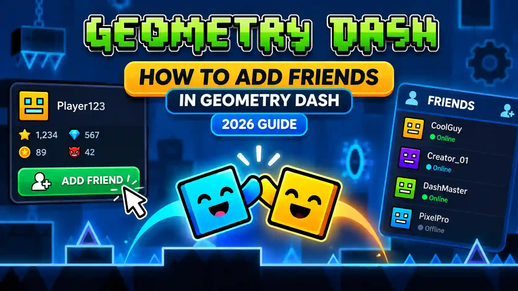How to add friends in Geometry Dash with player profile and friends list
