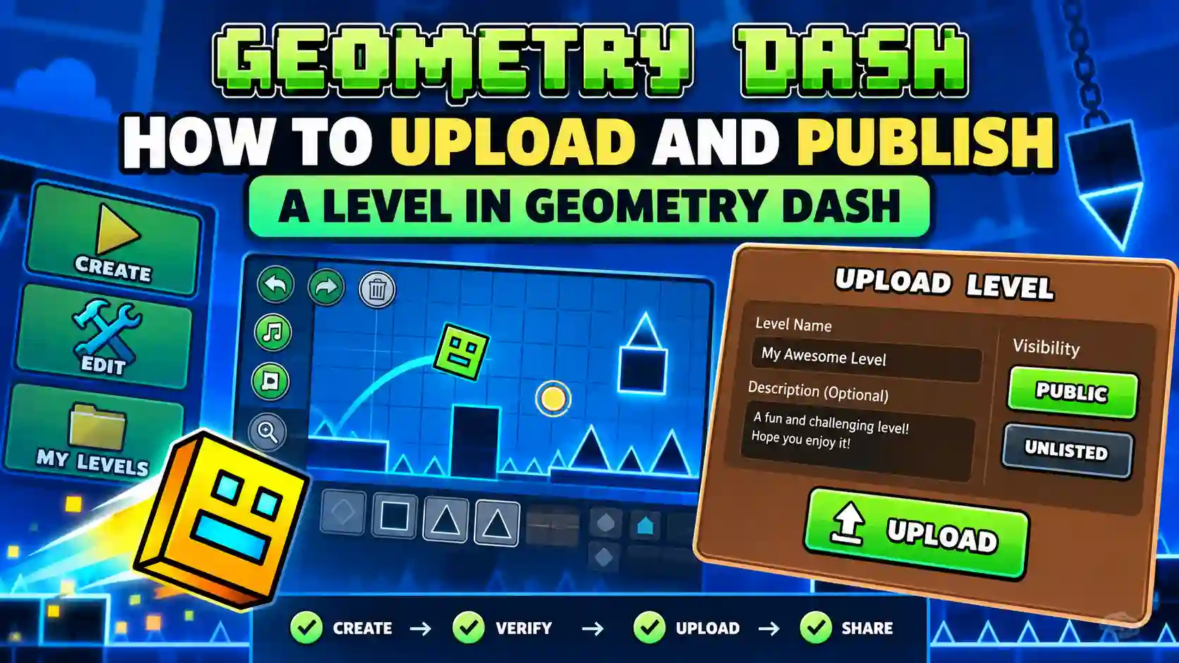 How to upload and publish a level in Geometry Dash