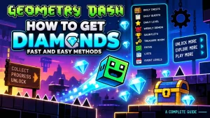 How to get Diamonds in Geometry Dash using daily chests, quests, levels, demons, Gauntlets, and Treasure Room